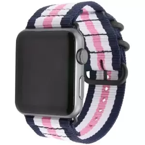 XPRO™ Apple Watch szőtt műanyag szíj Apple Watch 42mm (S1-S3) / 44mm / 45mm / 46mm / 49mm készülékhez rózsaszín / fekete csíkos