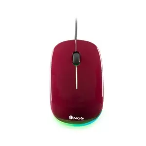 NGS Addict Maroon Optikai Vezetékes egér 1000Dpi Led világítással, Piros