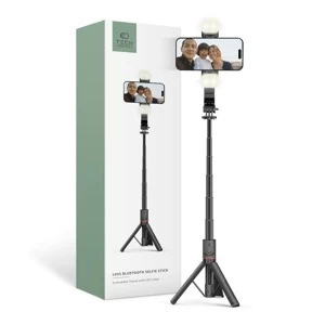 Tech-Protect L05S Vezeték nélküli Selfie bot Tripod Led világítással Fekete