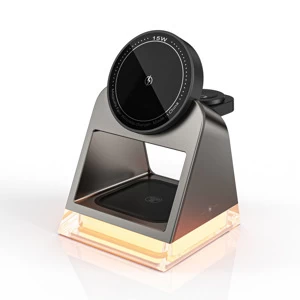 3in1 QI magnetic Crystal light charger 15W Black